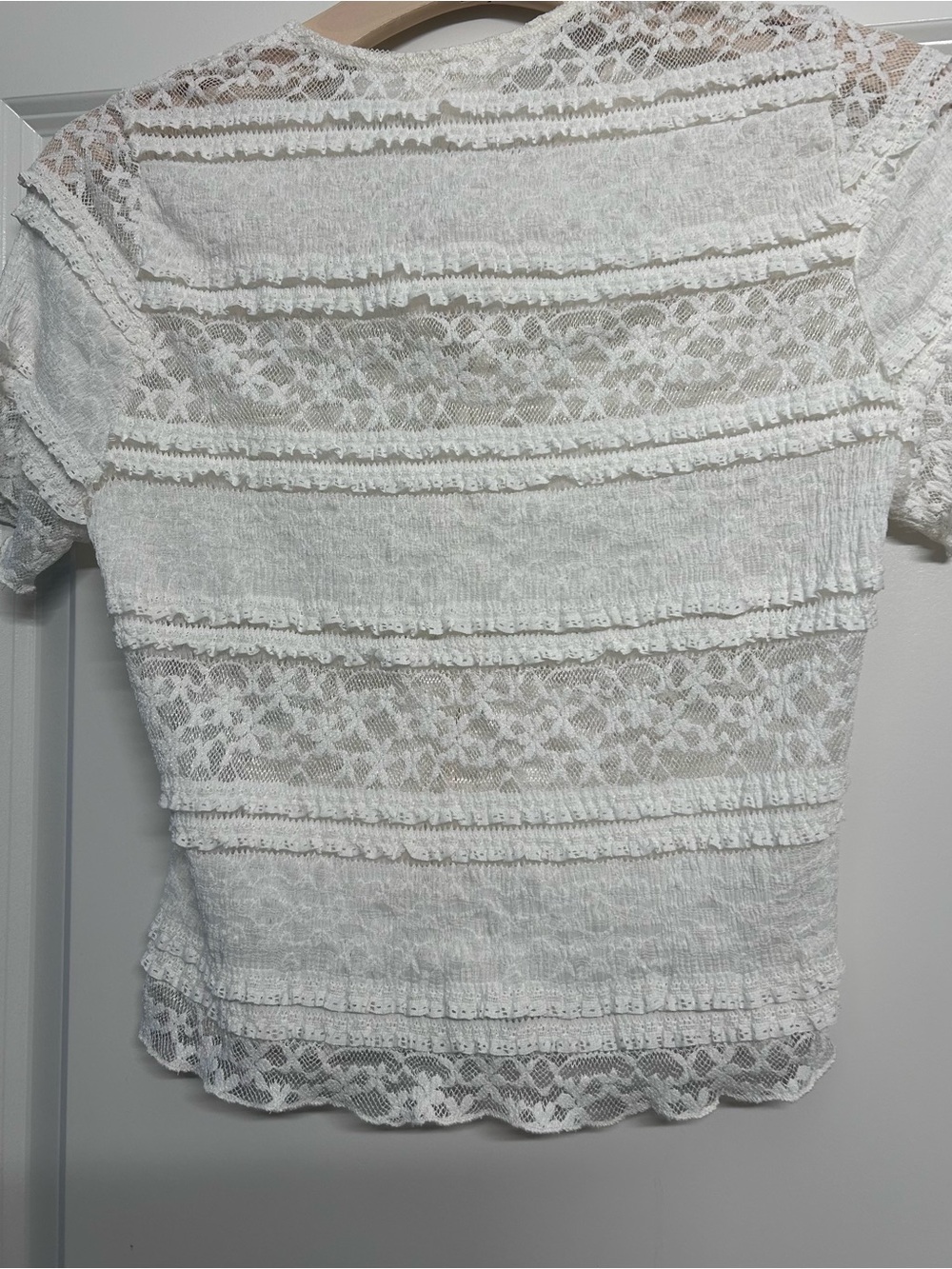 böhme Ivory Lace Button-Front Short Sleeve Blouse - Picture 5 of 5
